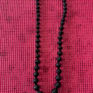 Black Beaded Necklace - Glossy Round Beads